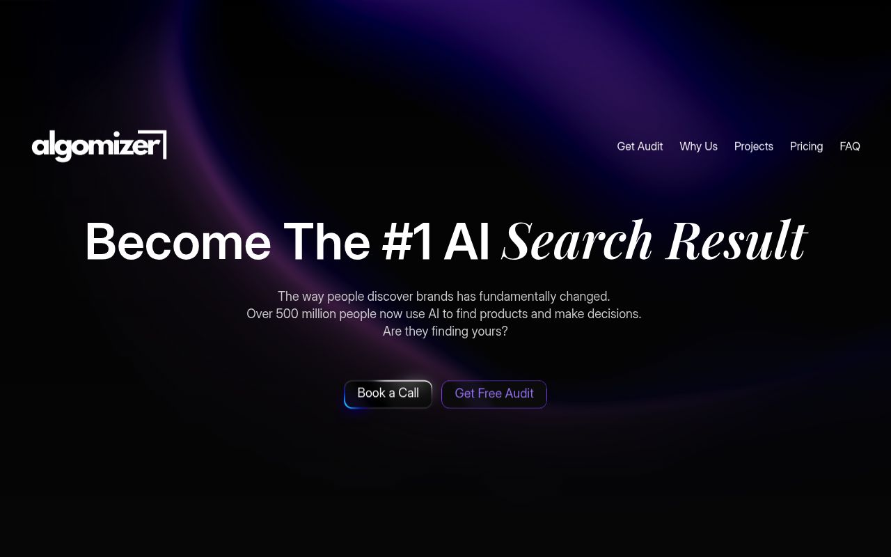 Screenshot of Algomizer homepage