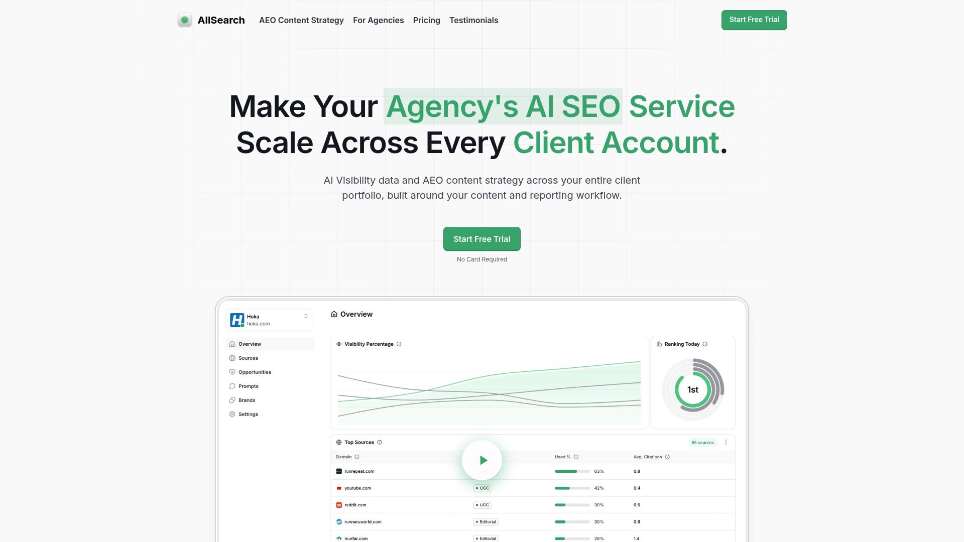 Screenshot of AllSearch homepage