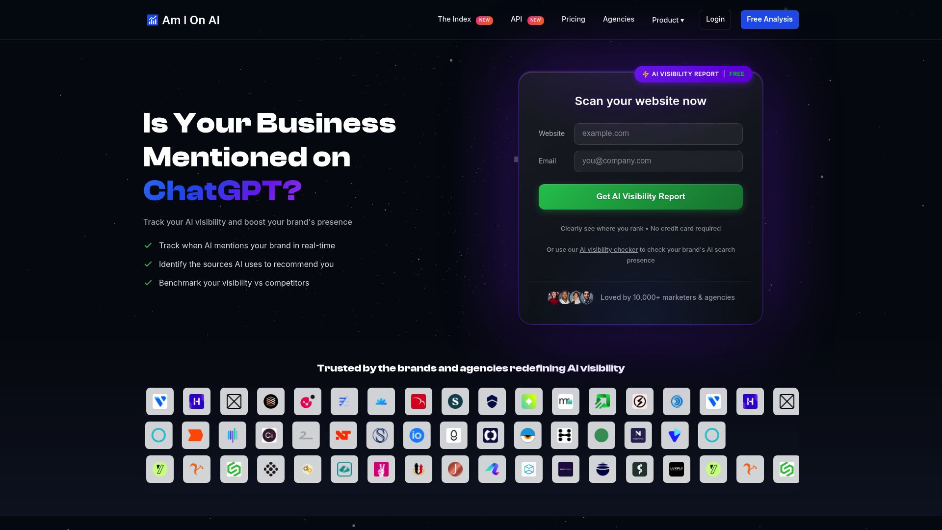 Screenshot of AmIOnAI homepage