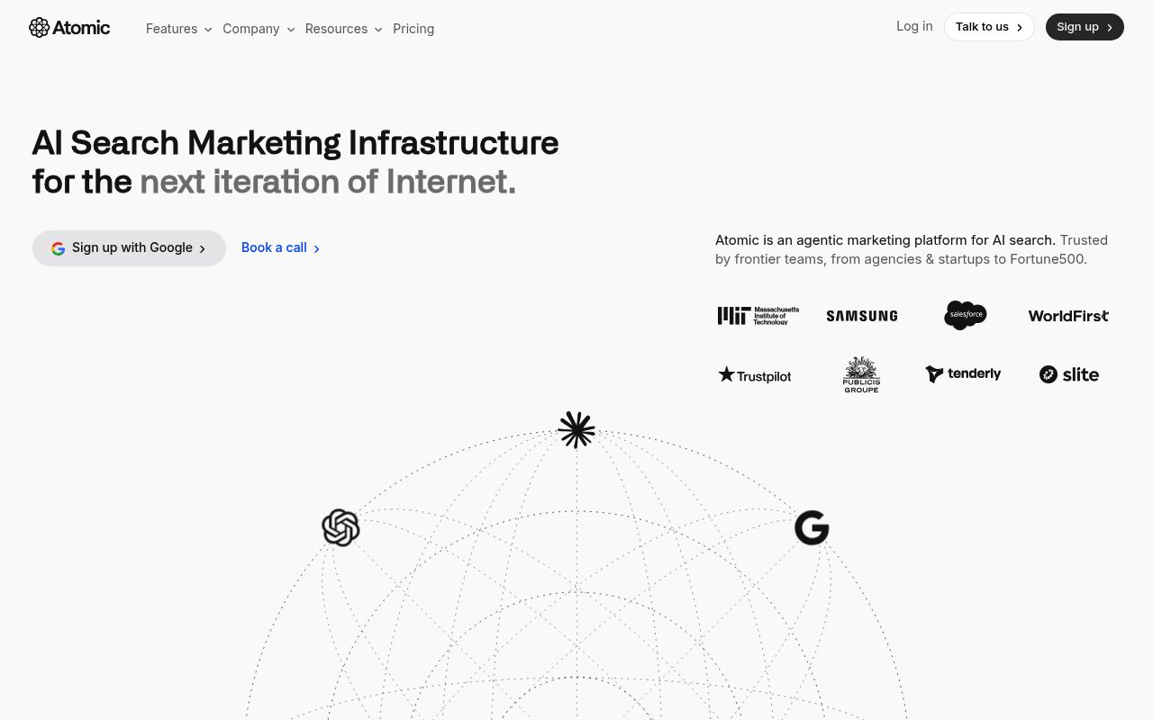 Screenshot of Atomic AGI homepage