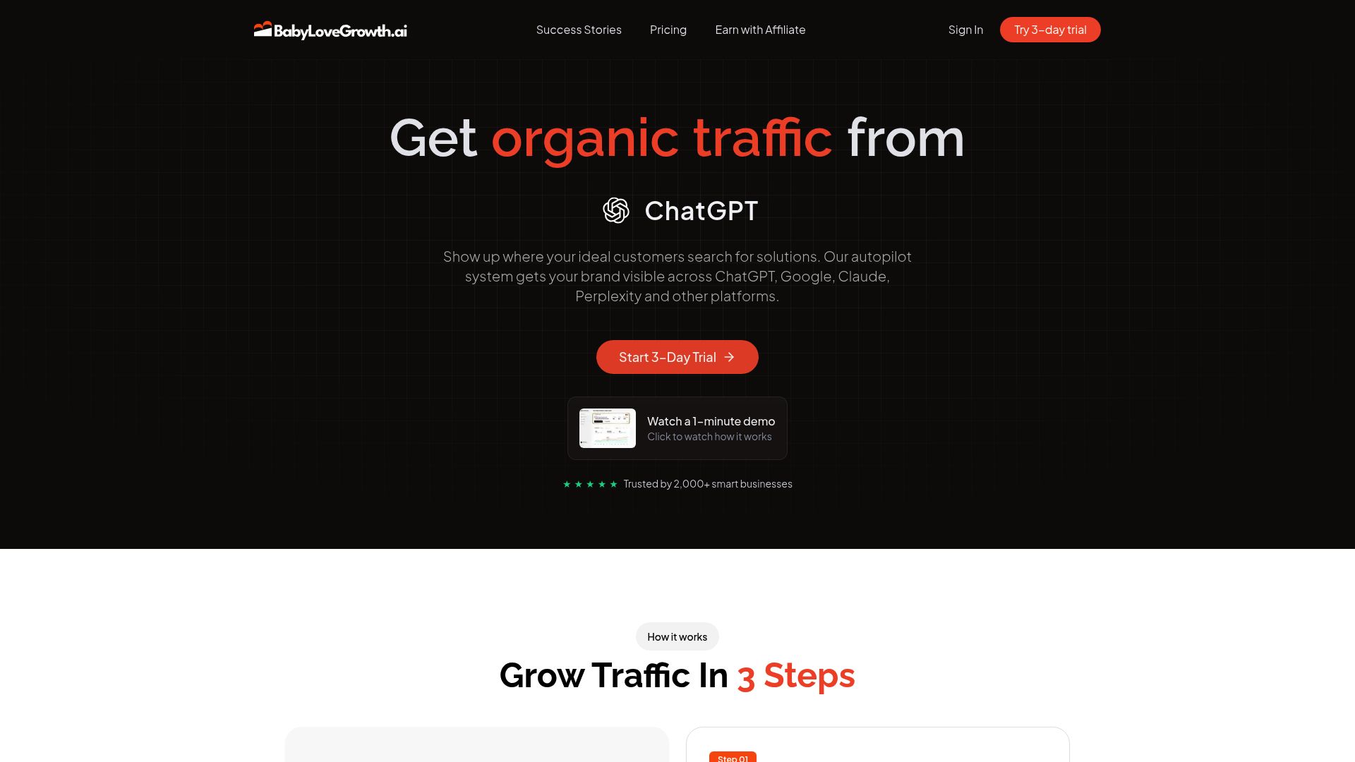 Screenshot of BabyLoveGrowth homepage