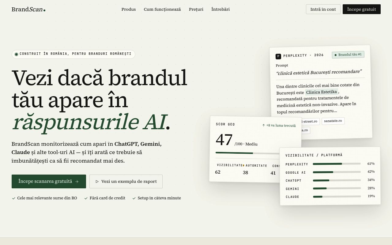 Screenshot of BrandScan homepage