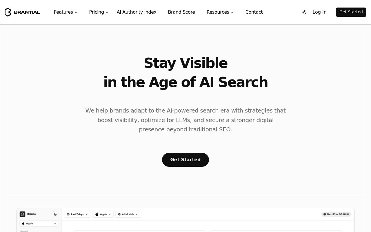 Screenshot of Brantial homepage