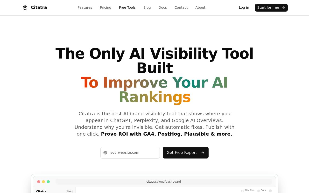Screenshot of Citatra homepage