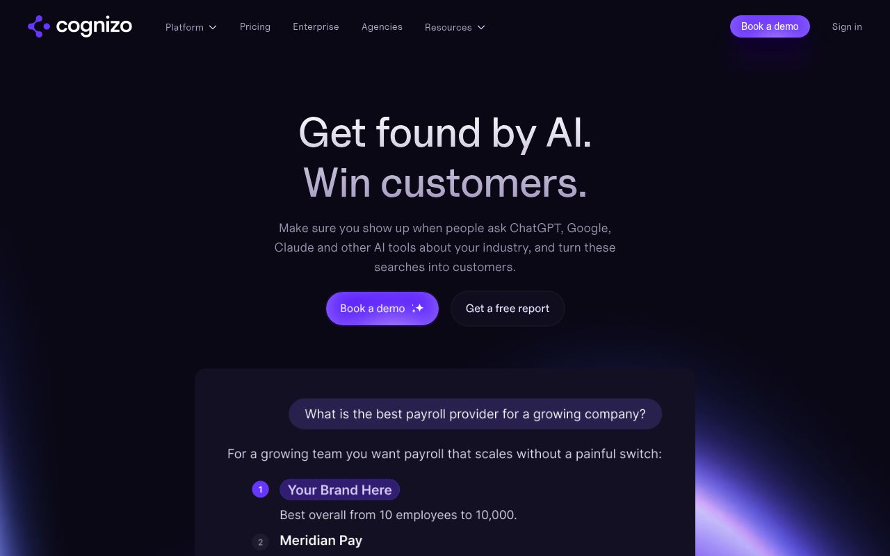 Screenshot of Cognizo homepage