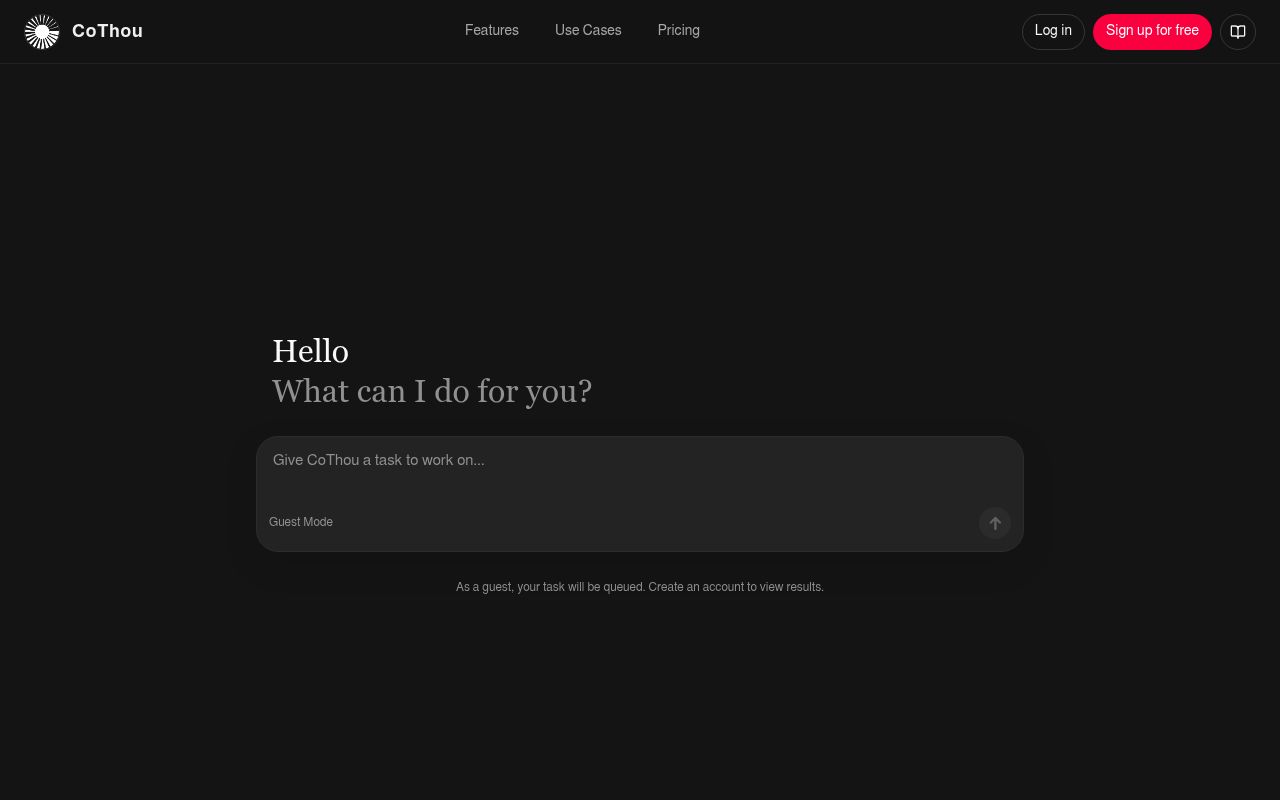 CoThou's homepage while it was live