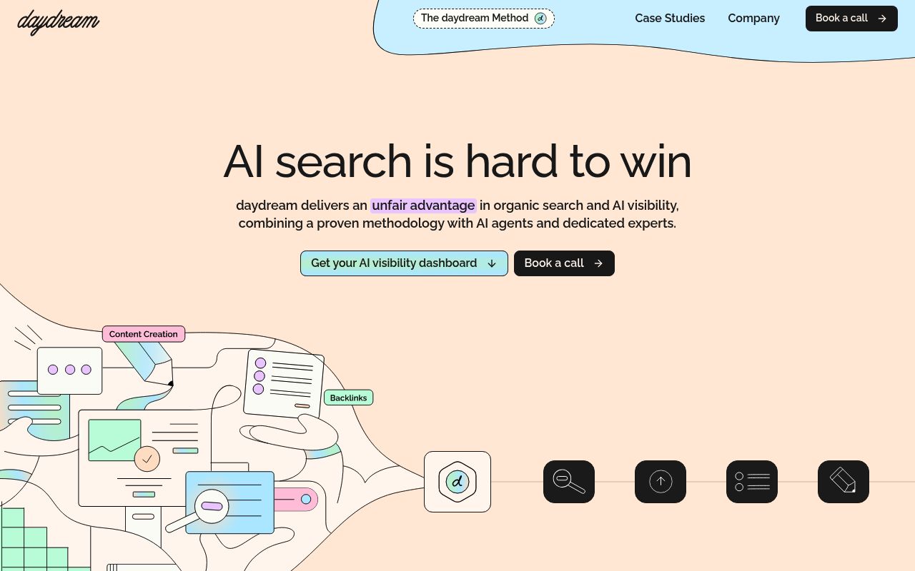 Screenshot of daydream homepage