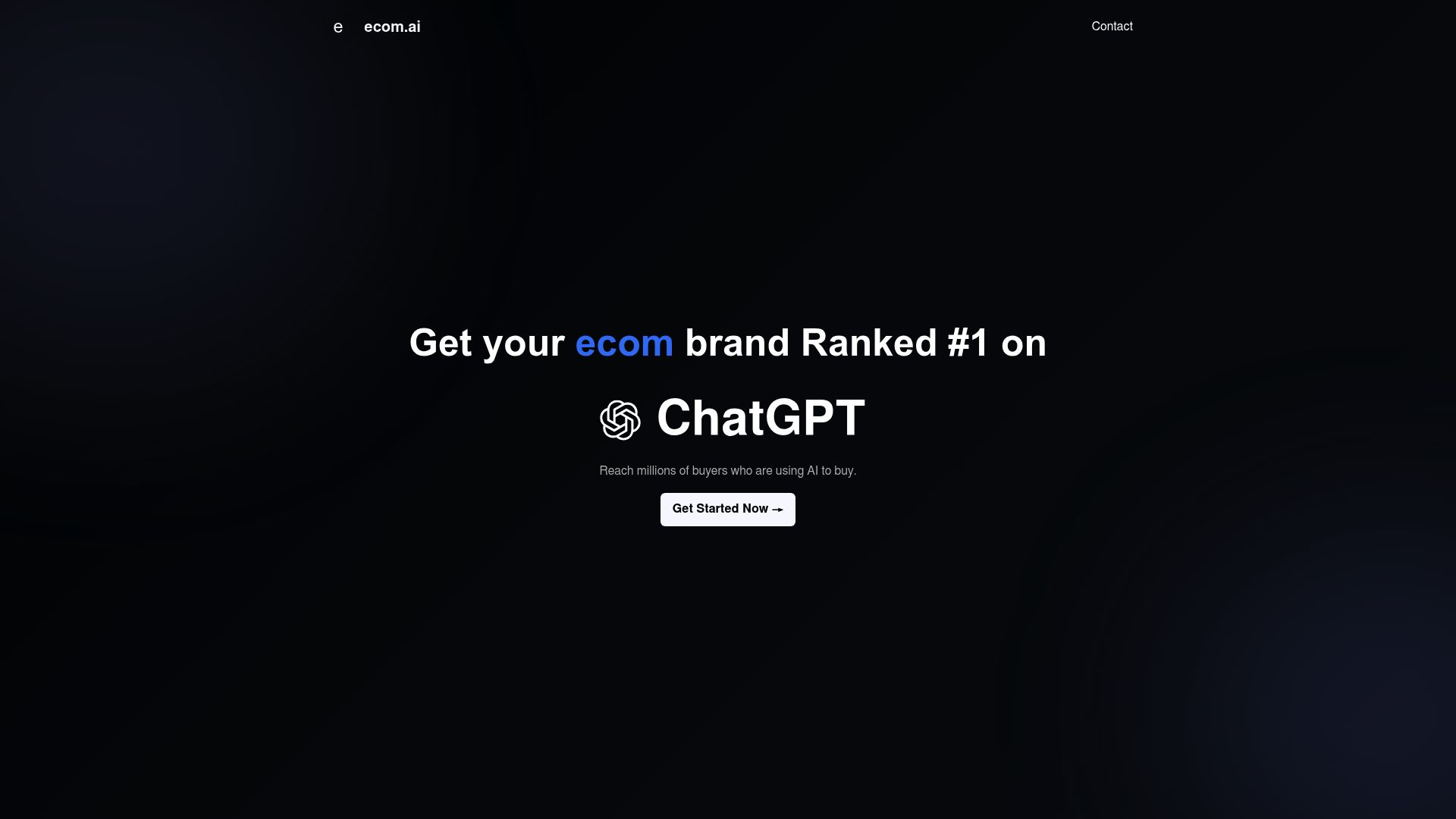 Screenshot of Ecom.ai homepage