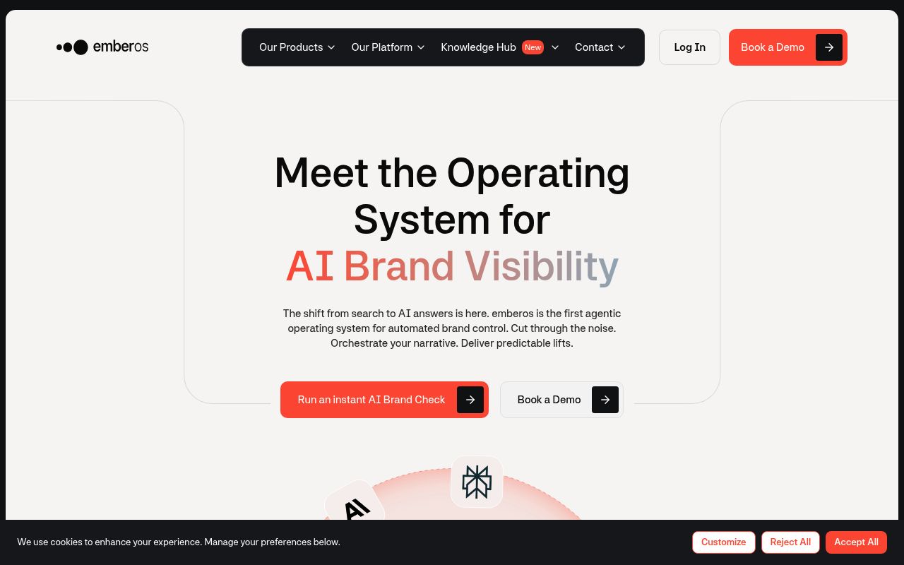 Screenshot of emberos homepage