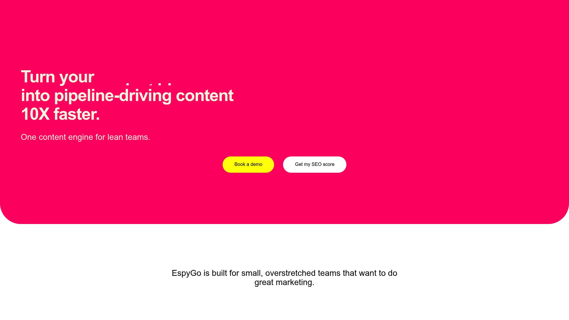 Screenshot of EspyGo homepage