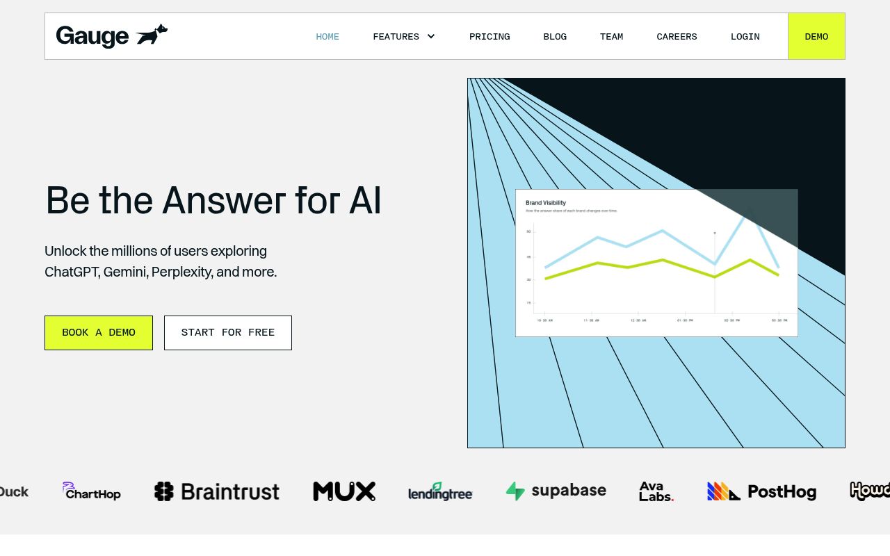 Screenshot of Gauge homepage
