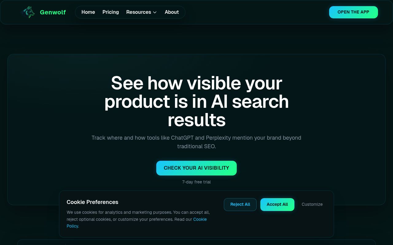 Screenshot of Genwolf homepage