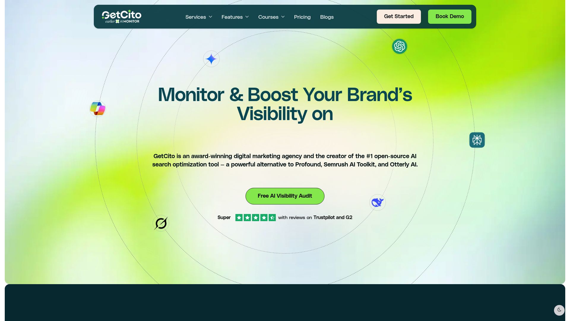 Screenshot of GetCito homepage