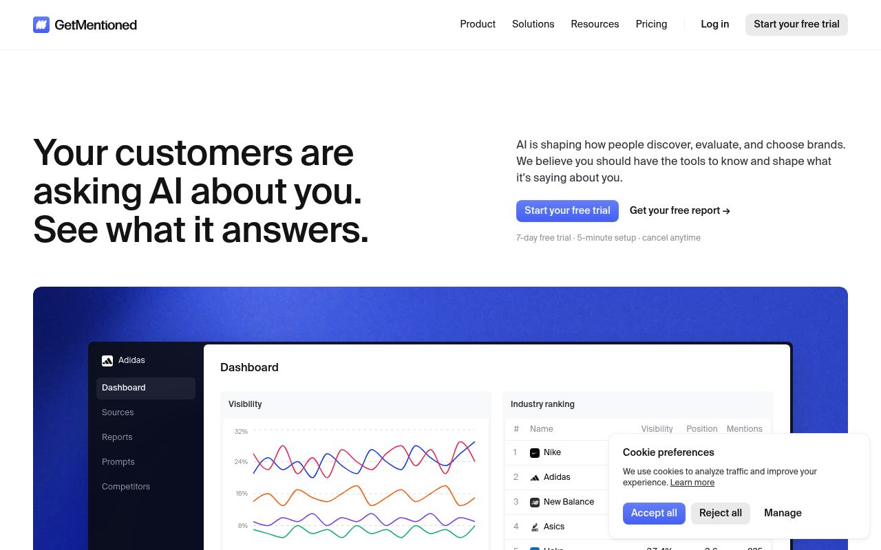 Screenshot of GetMentioned homepage
