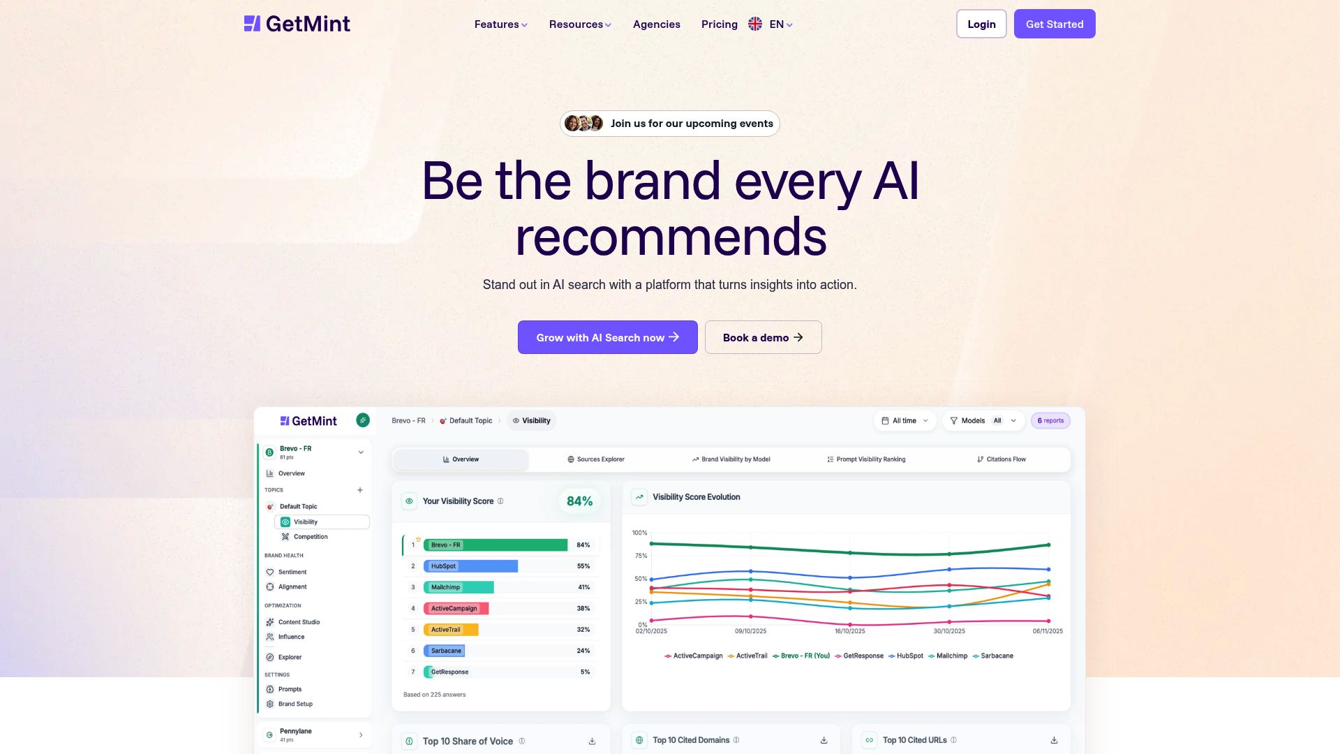 Screenshot of GetMint homepage