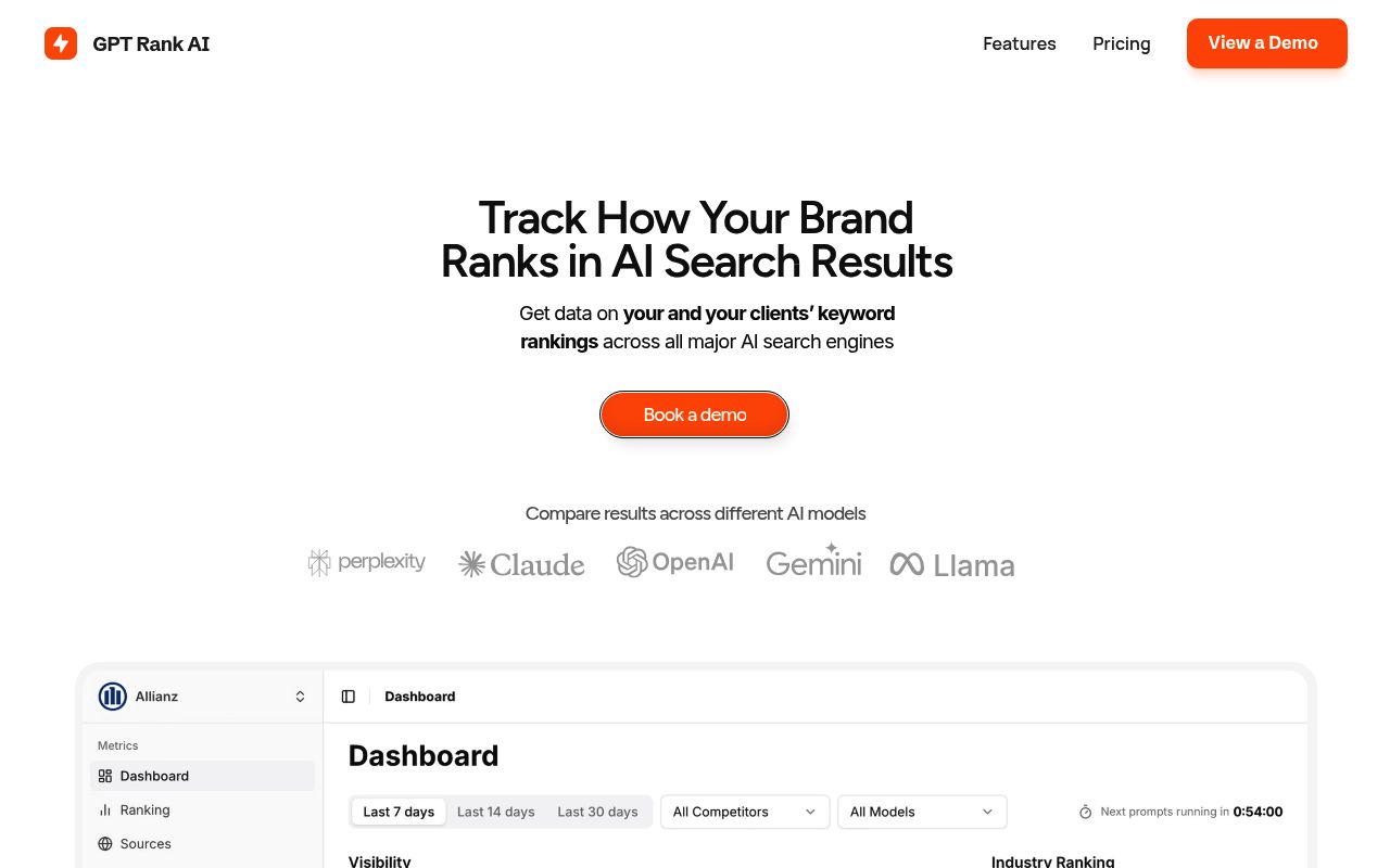 GPT Rank AI's homepage while it was live