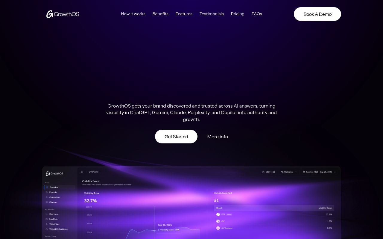 GrowthOS's homepage while it was live