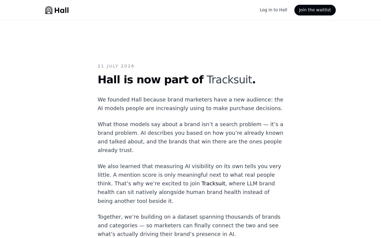 Screenshot of Hall homepage