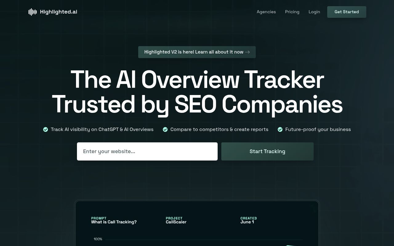 Screenshot of Highlighted.ai homepage