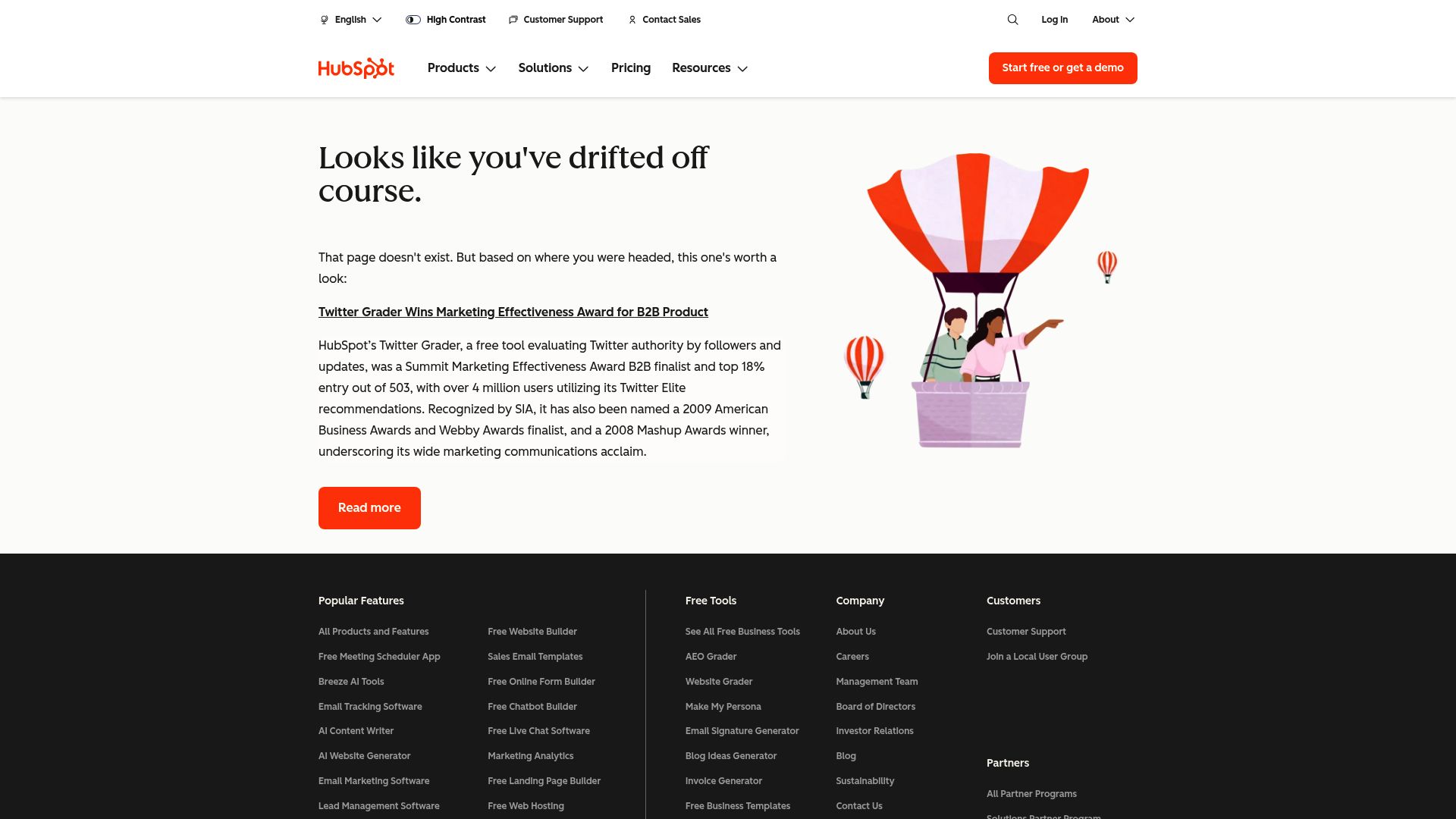 Screenshot of HubSpot AEO Grader homepage