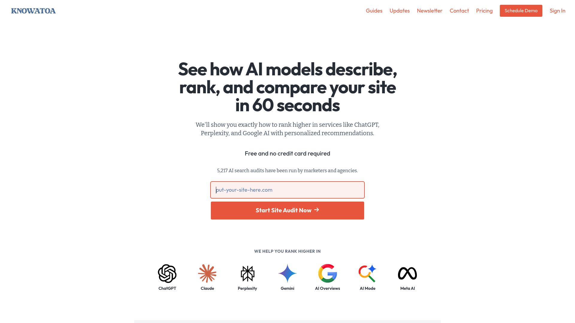 Screenshot of Knowatoa homepage