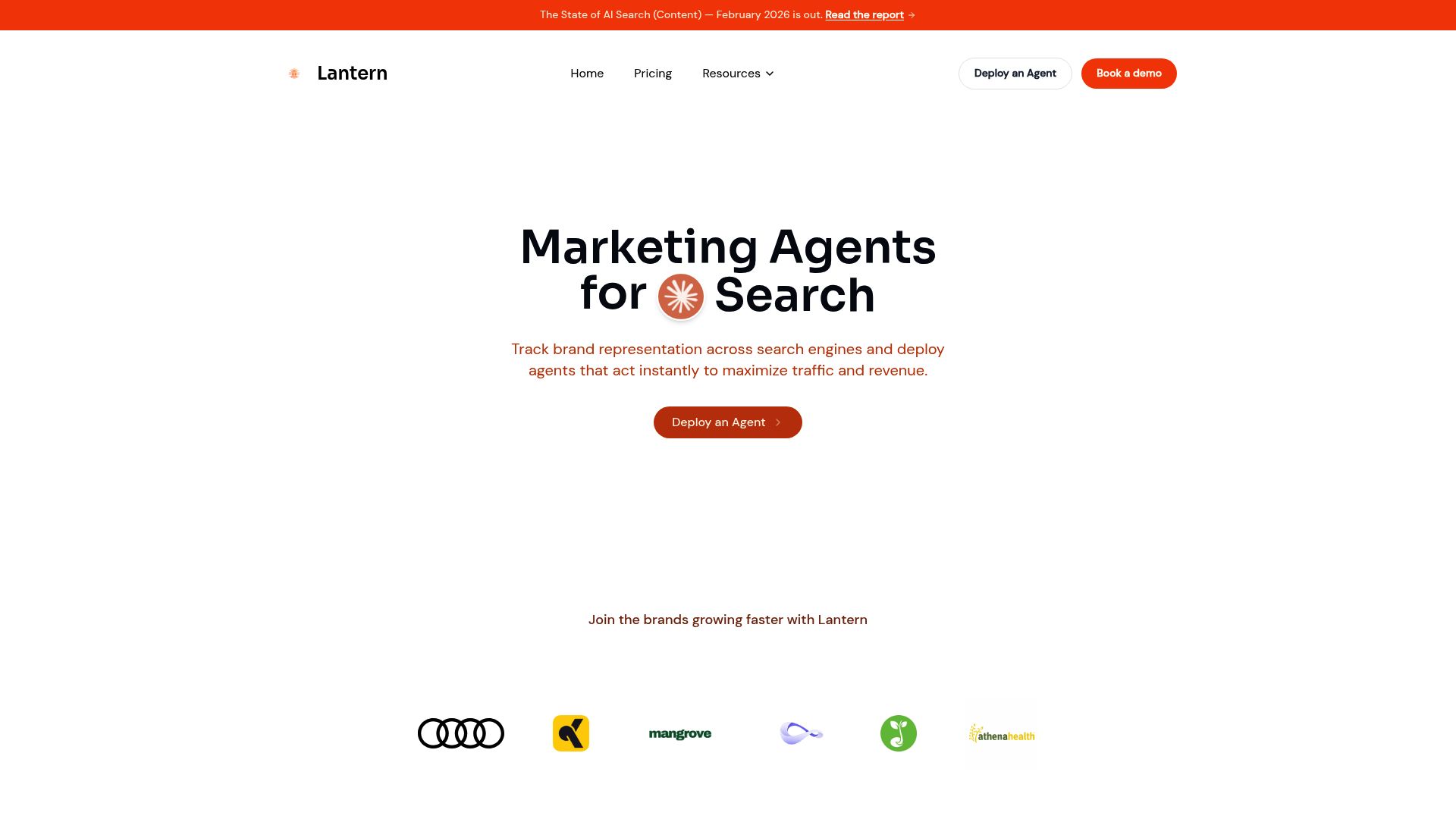 Screenshot of Lantern homepage