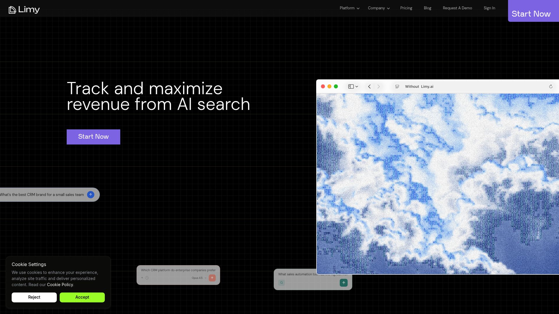 Screenshot of Limy homepage