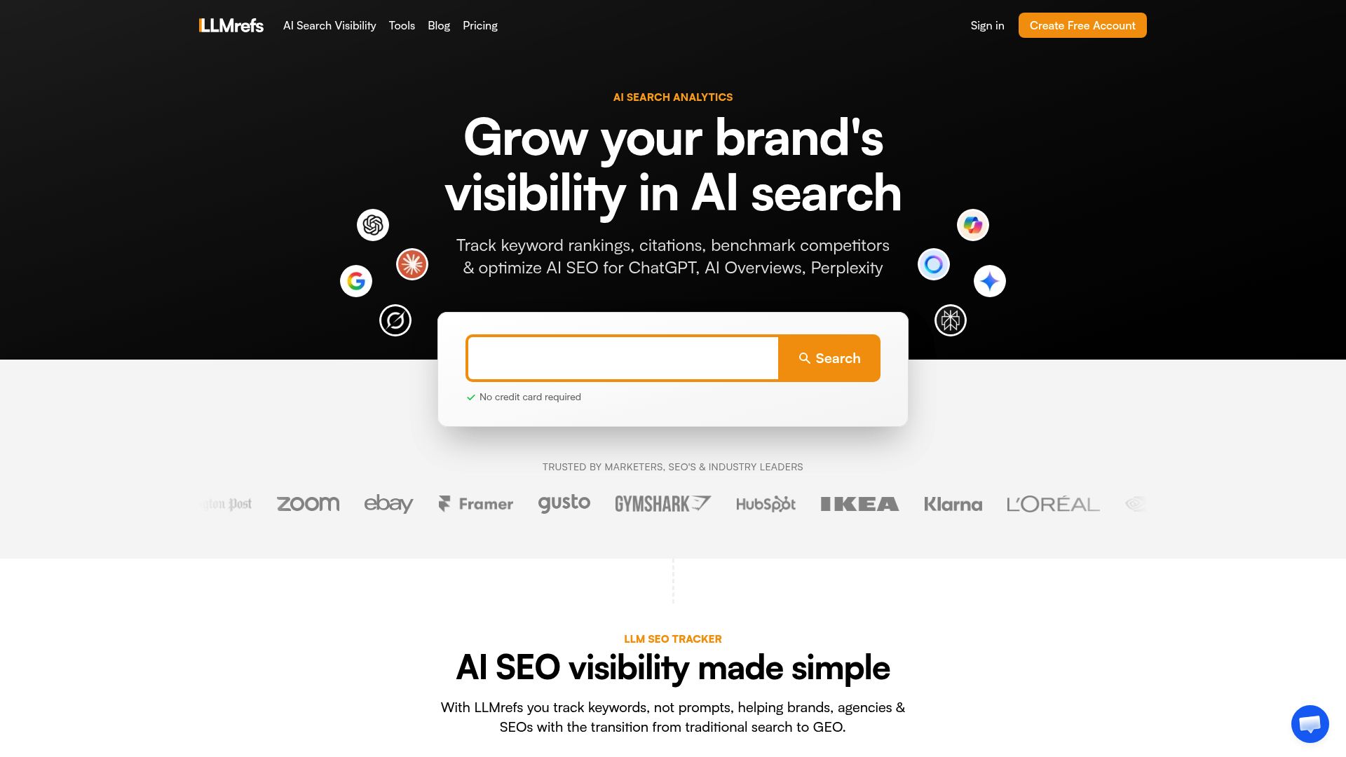 Screenshot of LLMrefs homepage