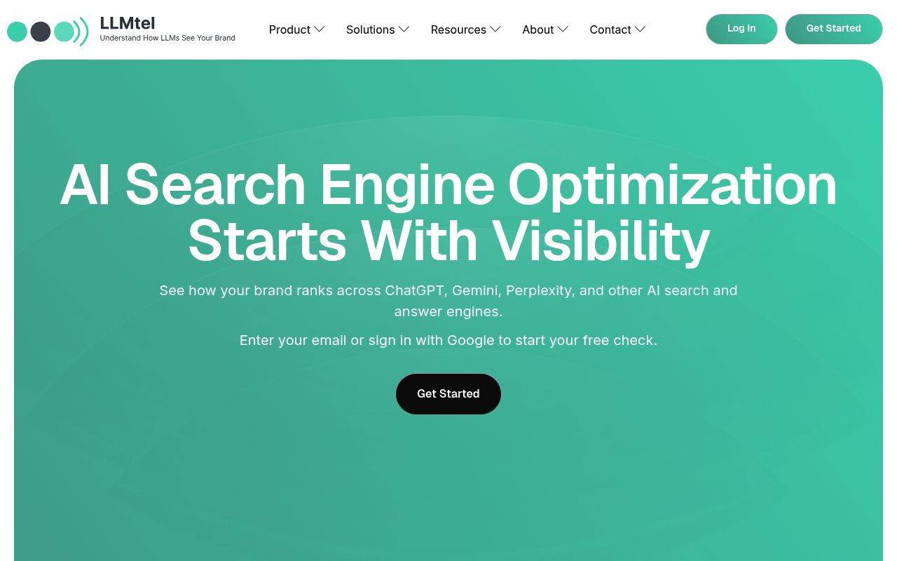 Screenshot of LLMtel homepage