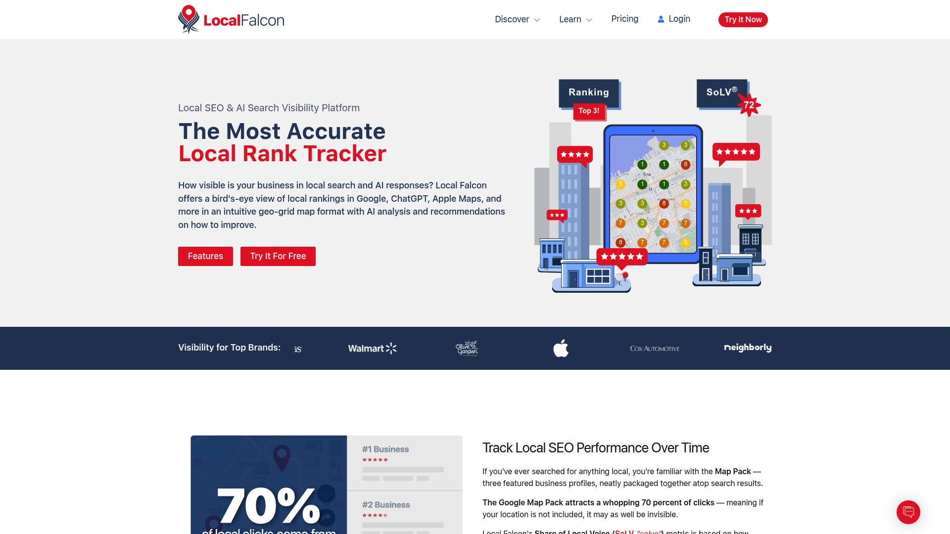 Screenshot of Local Falcon homepage