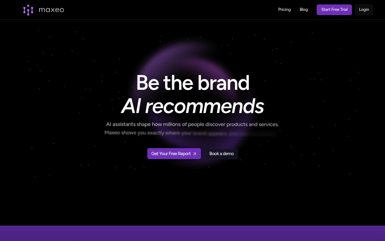 Screenshot of Maxeo homepage