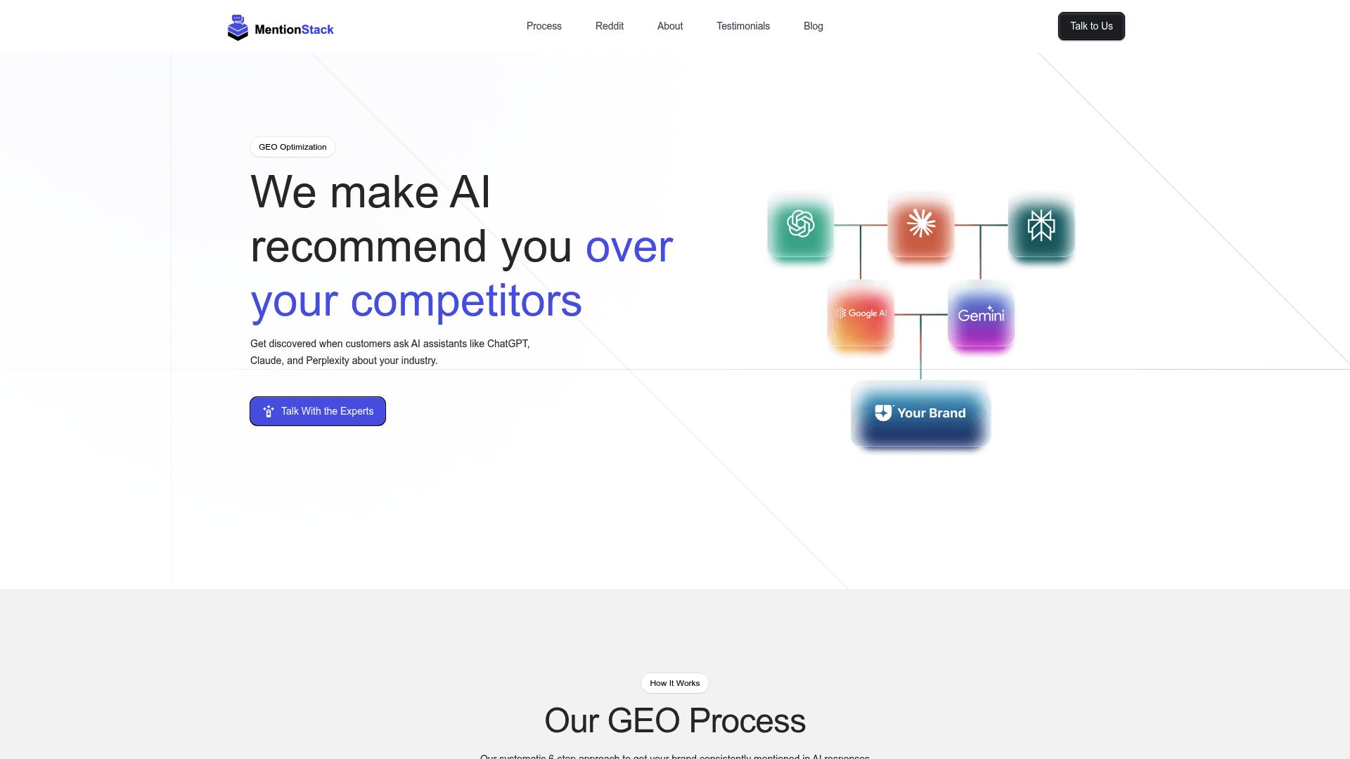 Screenshot of MentionStack homepage