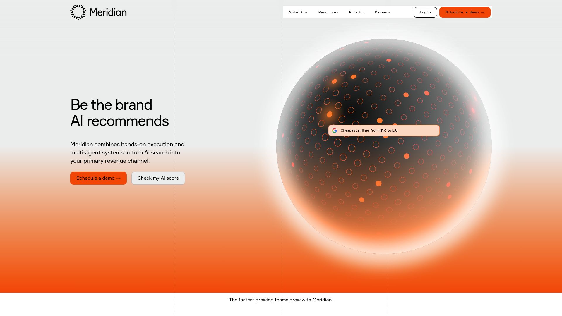 Screenshot of Meridian homepage