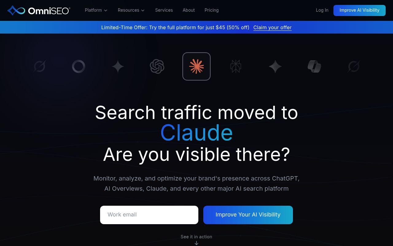 Screenshot of OmniSEO homepage