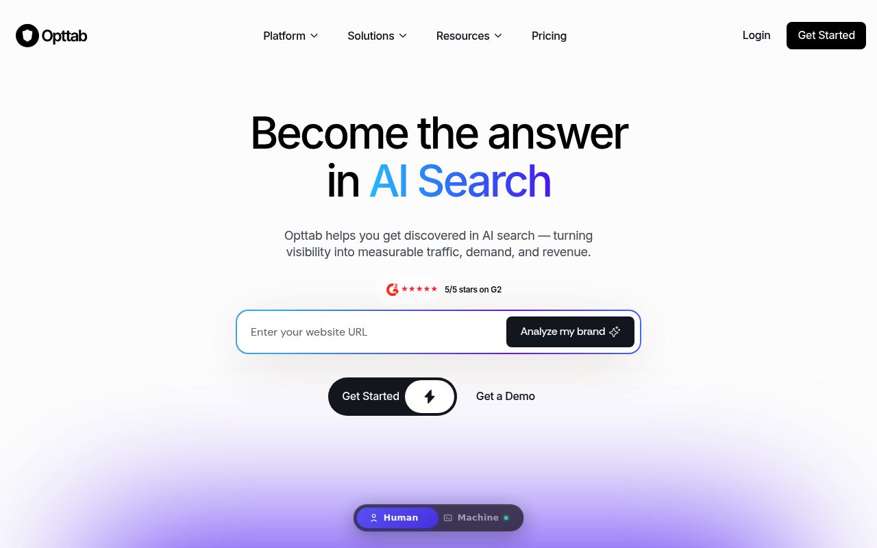 Screenshot of Opttab homepage