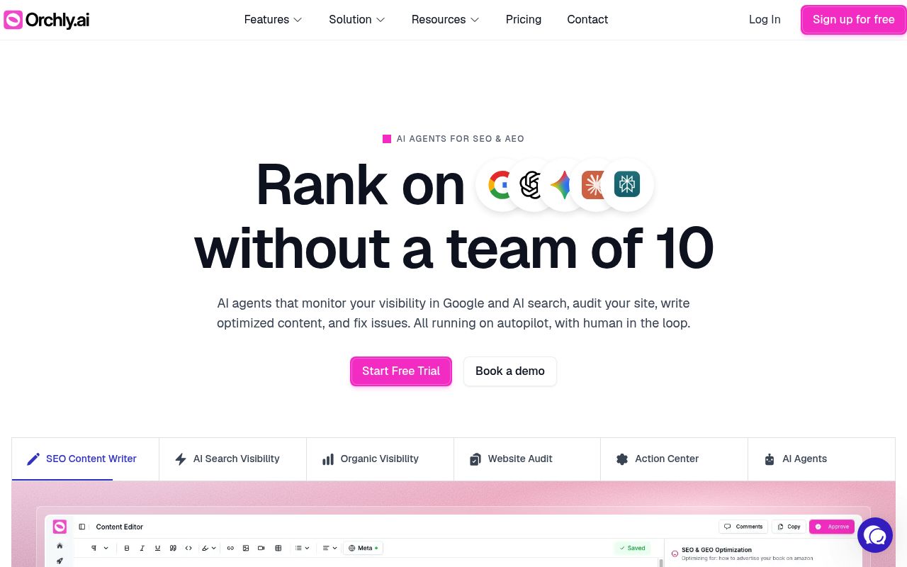 Screenshot of Orchly.ai homepage