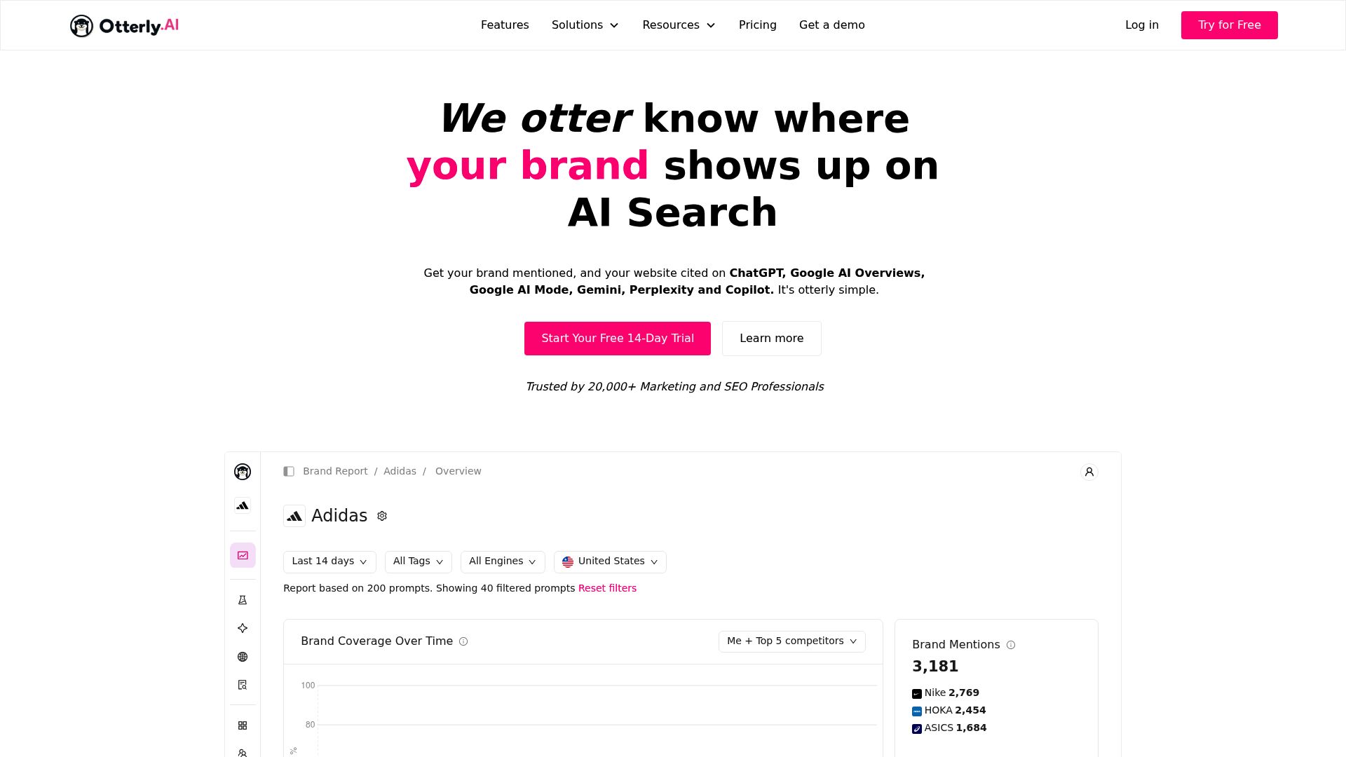 Screenshot of OtterlyAI homepage