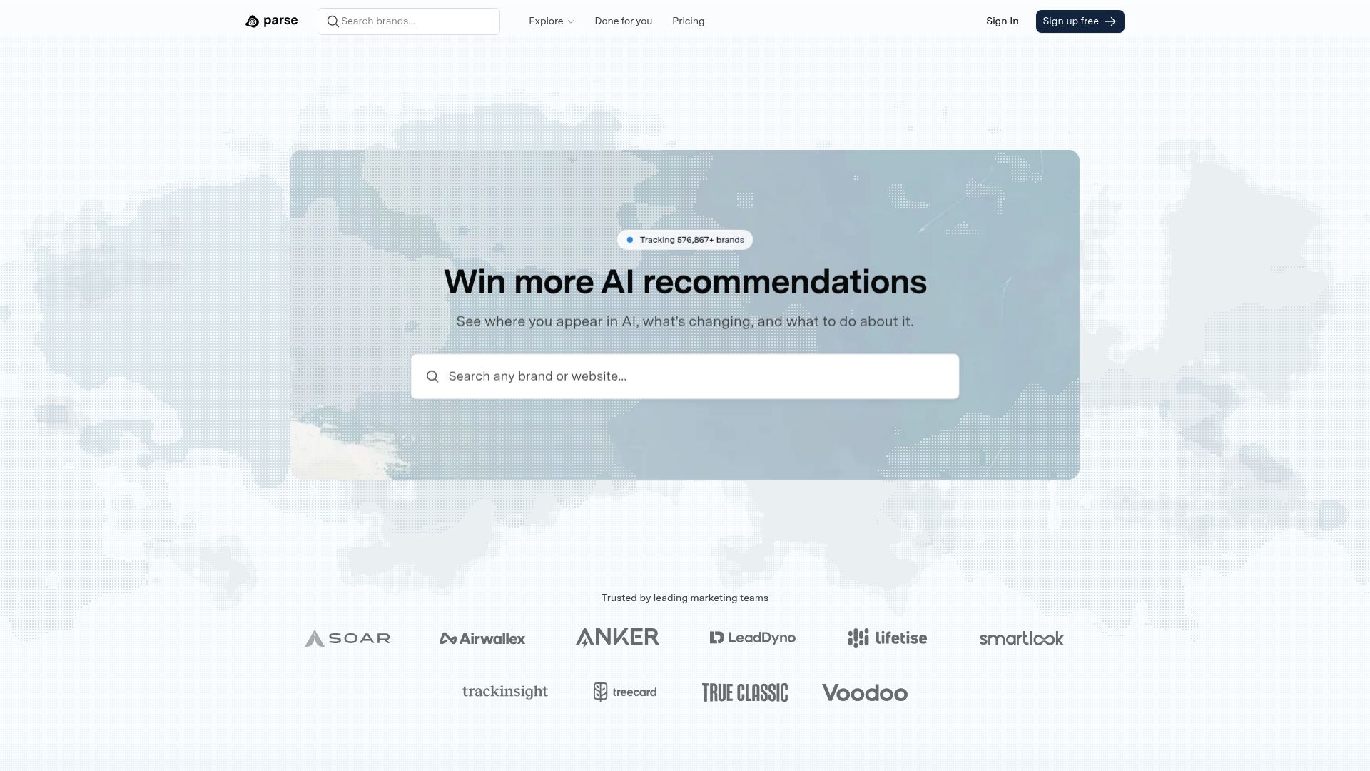 Screenshot of Parse homepage