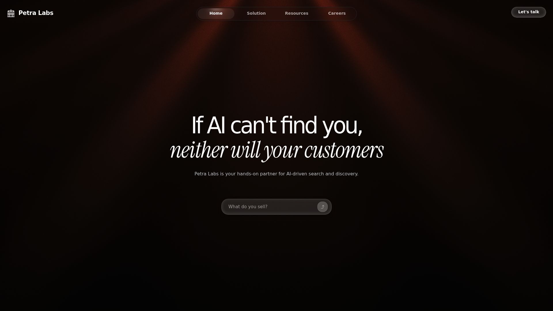 Screenshot of Petra Labs homepage