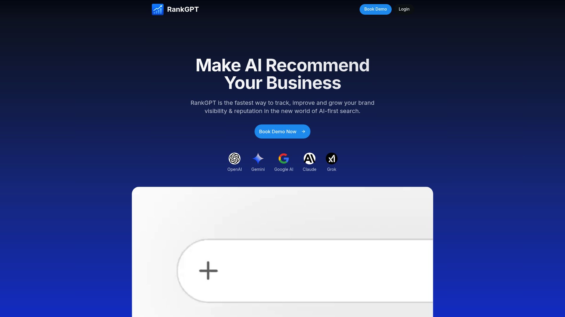 Screenshot of RankGPT homepage