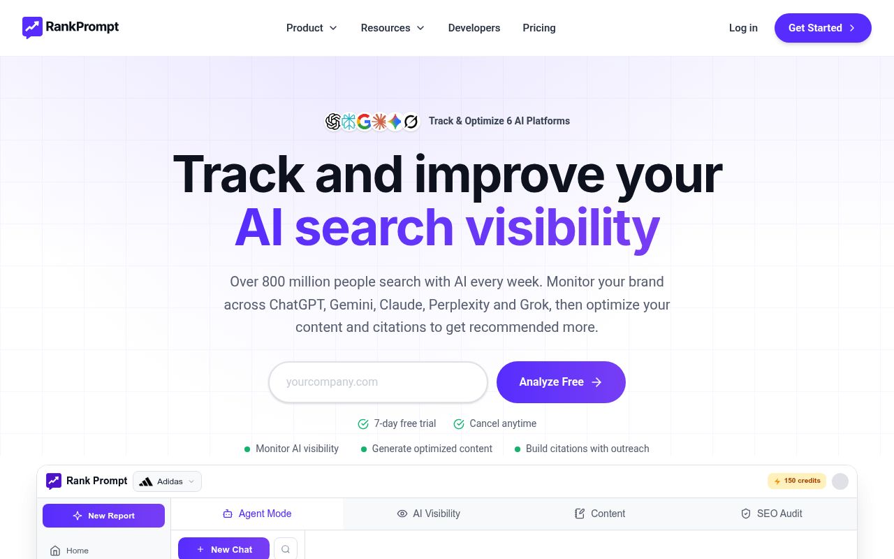 Screenshot of Rank Prompt homepage