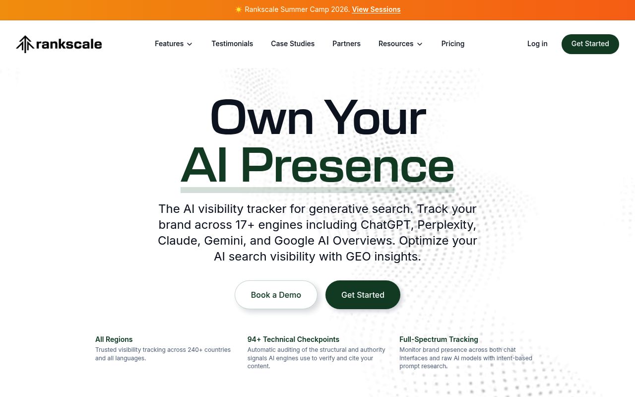 Screenshot of Rankscale homepage