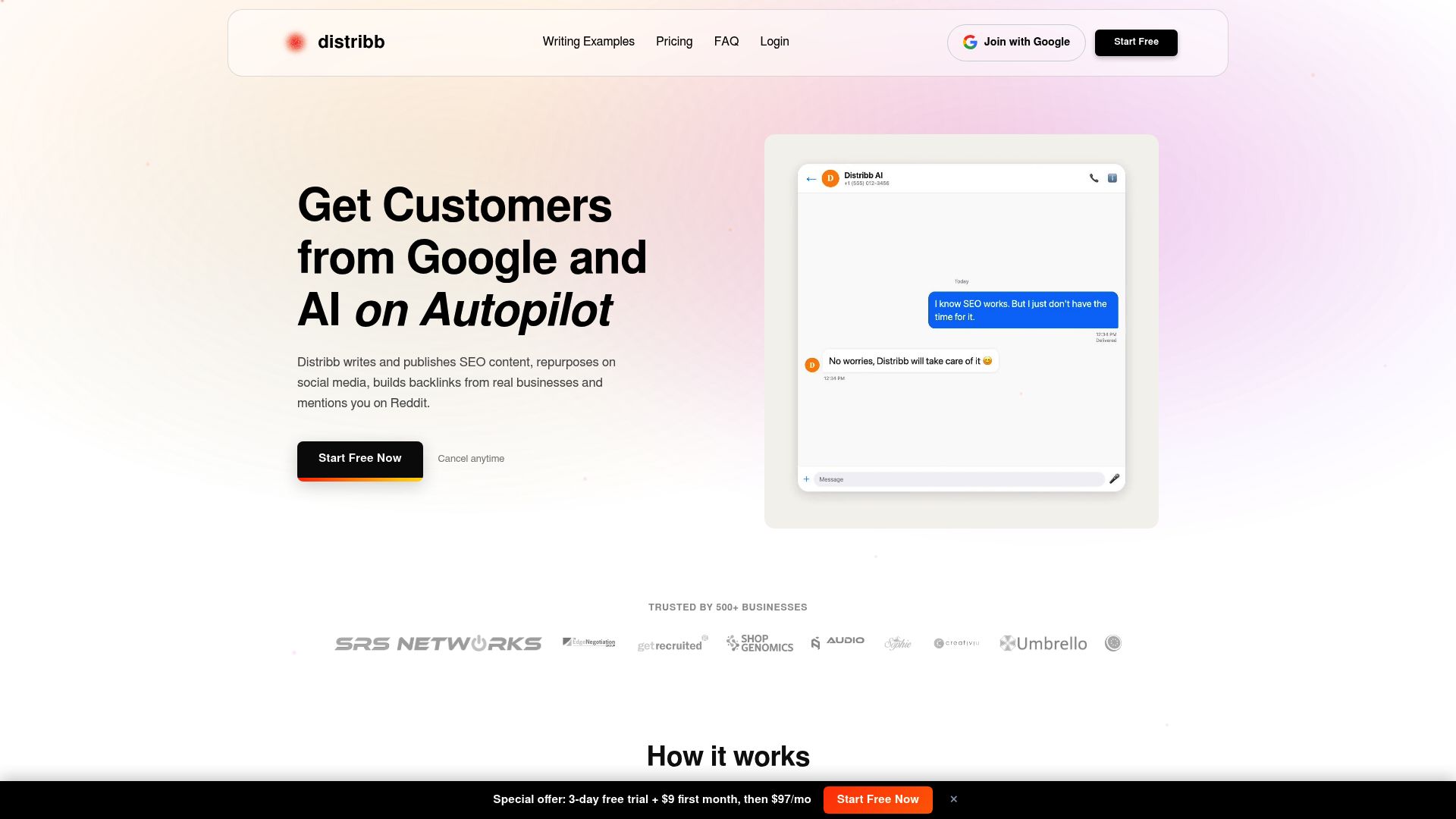 Screenshot of Rebel Growth homepage