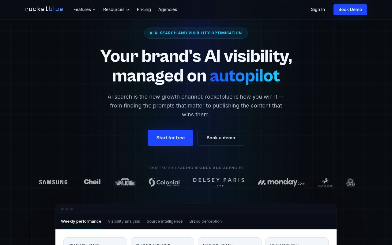 Screenshot of rocketblue homepage
