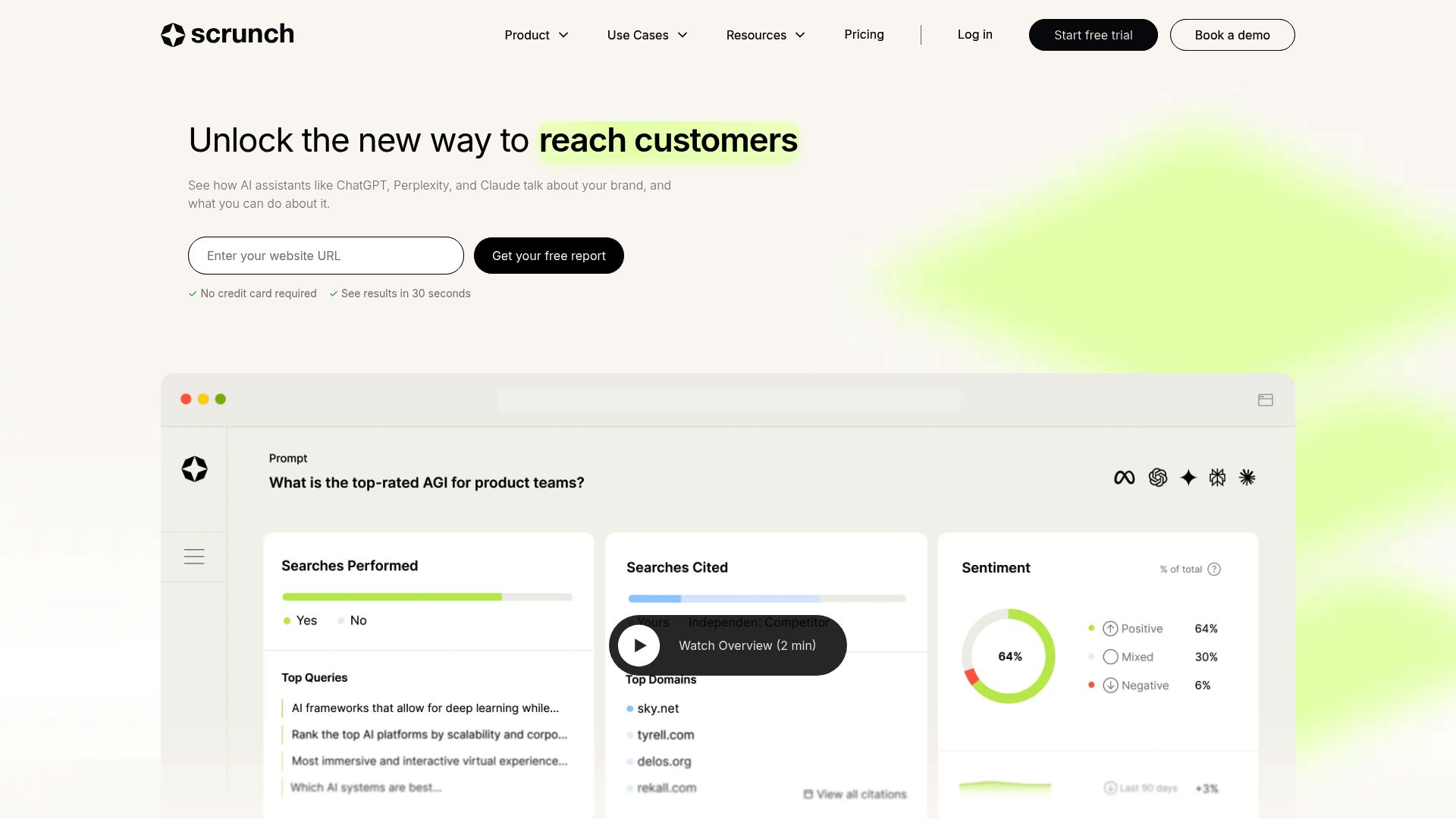 Screenshot of Scrunch homepage