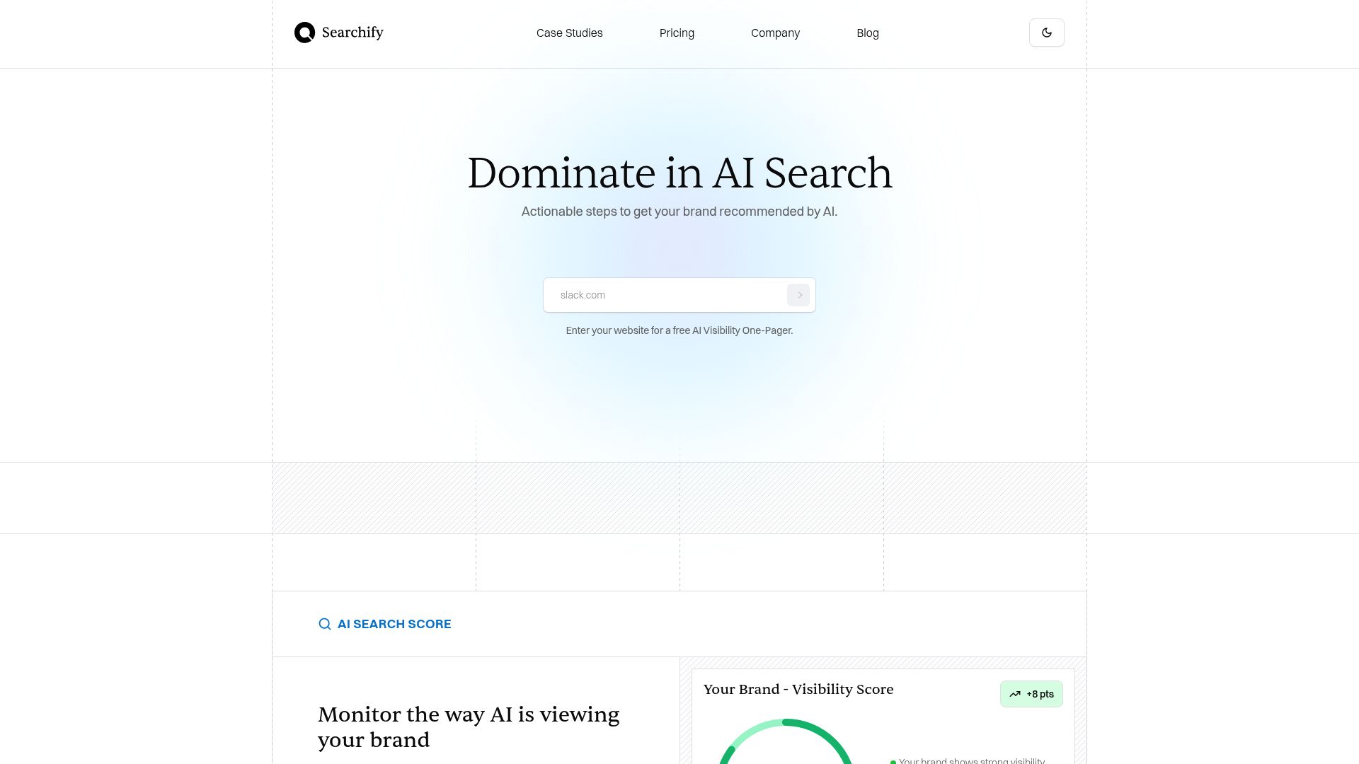 Screenshot of Searchify homepage