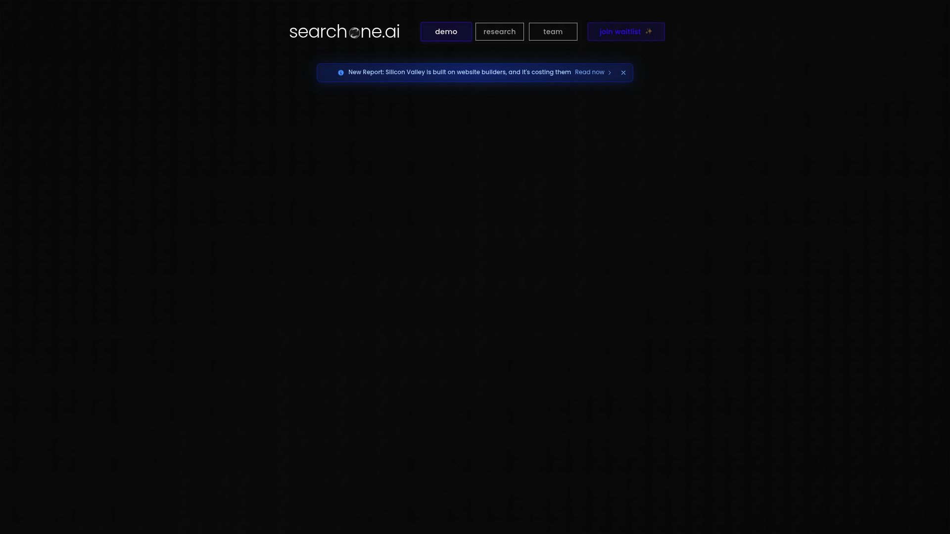 Screenshot of SearchOne homepage