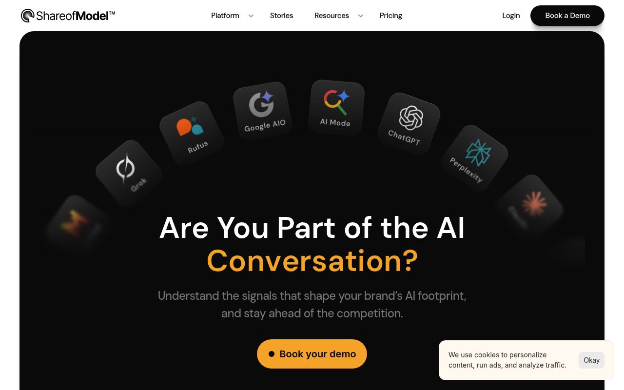 Screenshot of Share of Model homepage
