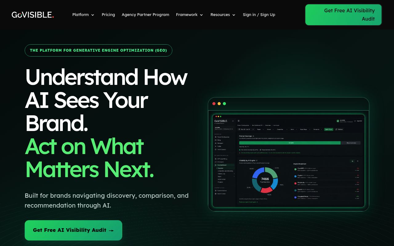 Screenshot of GoVISIBLE homepage
