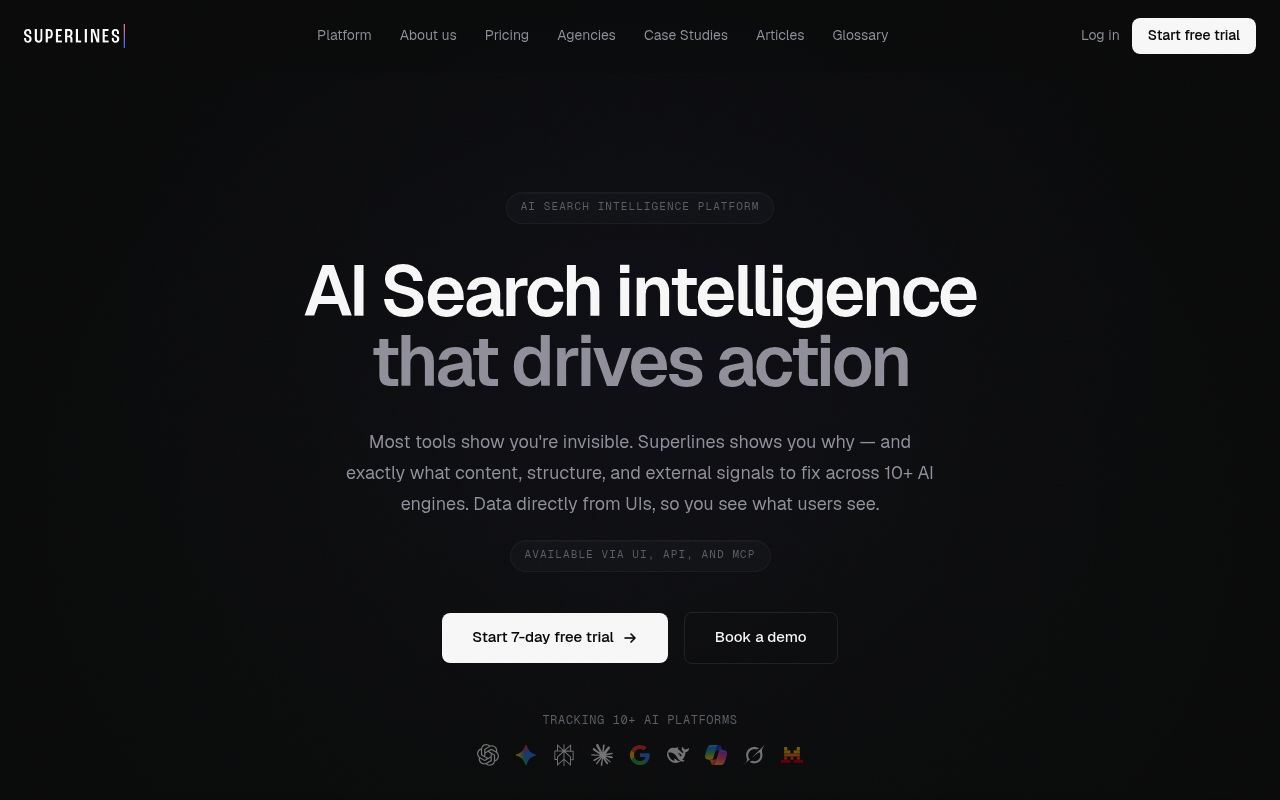 Screenshot of Superlines homepage